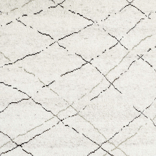 Larache Wool Hand-Knotted Moroccan Ivory Area Rug 9'x12'