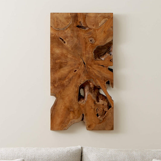 "Slice" Teak Wall Art, Set of 2