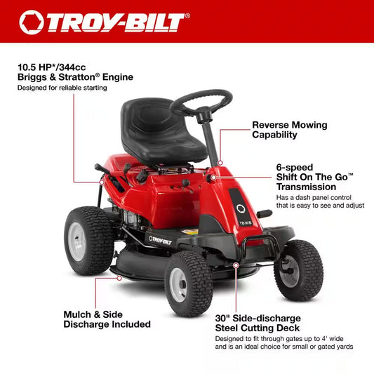 30 In. 10.5 HP Briggs and Stratton Engine 6-Speed Manual Drive Gas Rear Engine Riding Mower with Mulch Kit Included - image 2