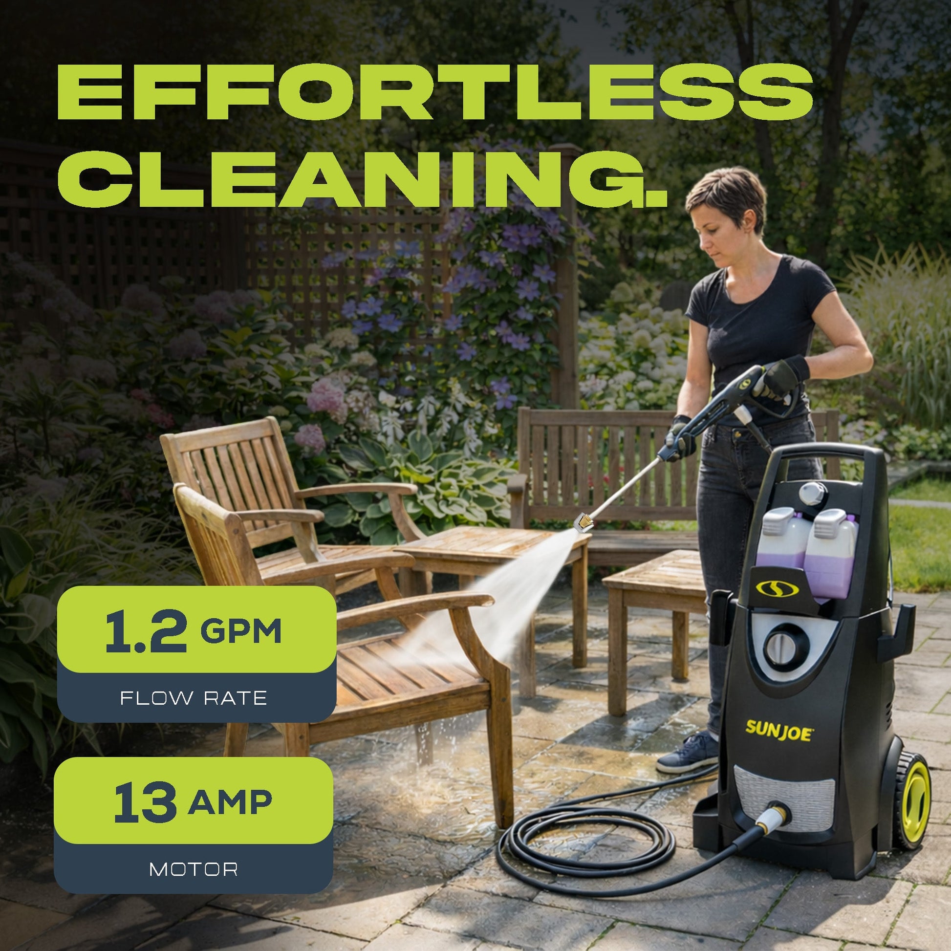 Sun Joe Electric Pressure Power Washer, Heavy-Duty, Cleaning Machine for Patios, Decks, & Sidewalks, Safety First GFCI Power Cord, w/Dual Soap Tanks, SPX3000 — image 4