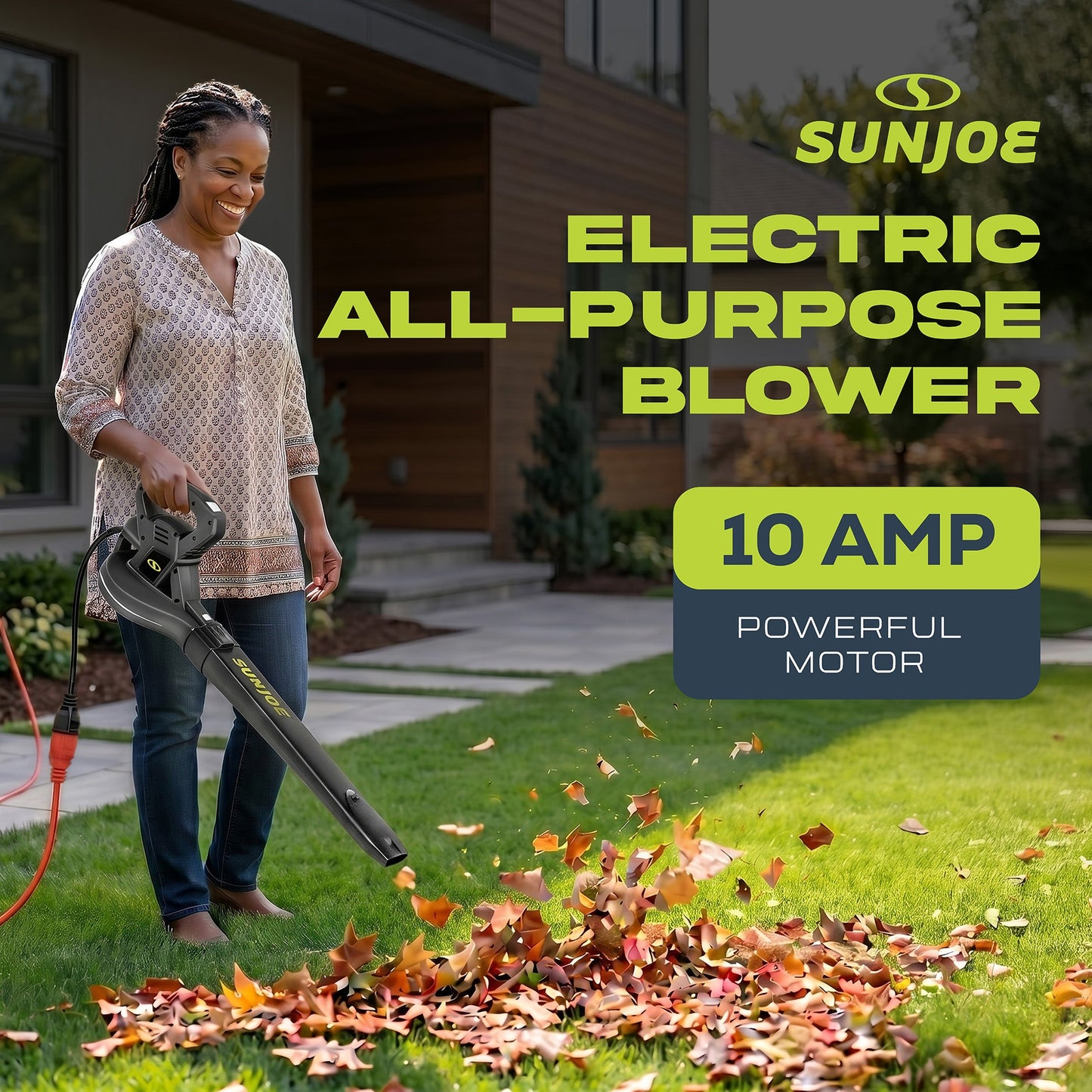 Sun Joe SBJ601E 120V 2-Speed Electric All-Purpose Blower with 100A Motor, 215 MPH Air Speed, and 240 CFM Airflow, Includes Concentrator Nozzle — image 3