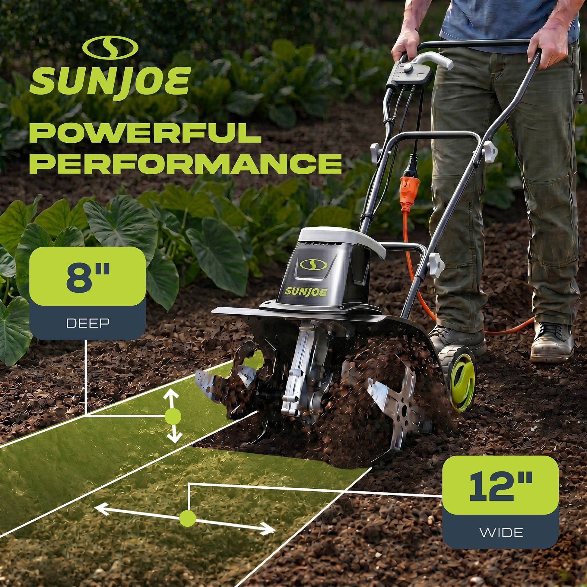 Sun Joe Electric Garden Tiller/Cultivator, 3 Position Height Adjustment, TJ602E — image 4