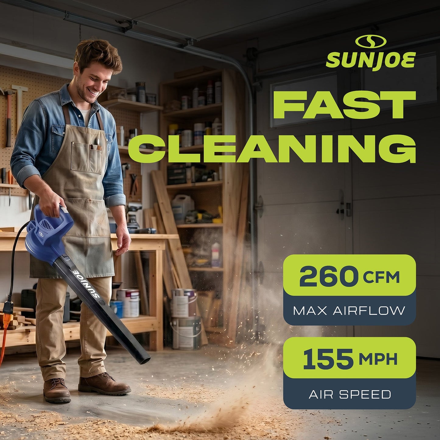 Sun Joe Electric All Purpose Leaf Blower, 6 Amp Motor, 155MPH Speed, SBJ597E-SJB — image 3
