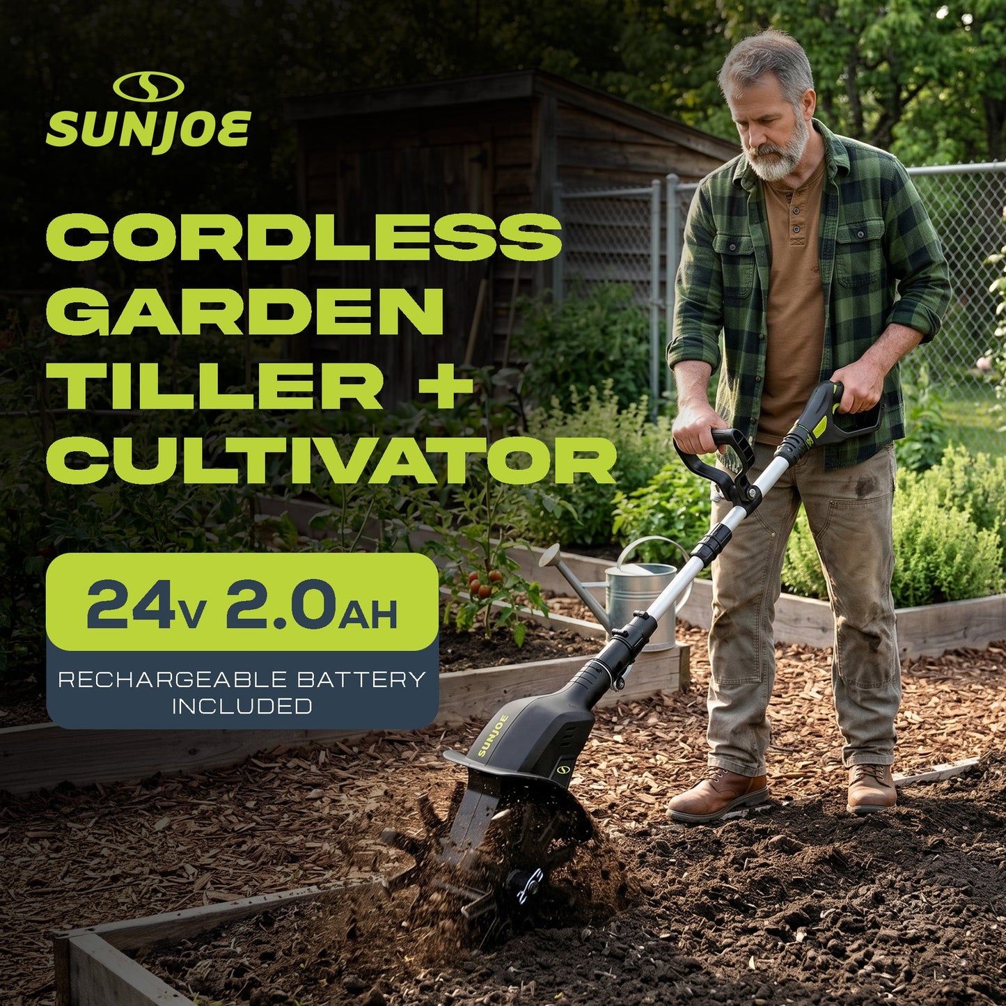 Sun Joe 24V Cordless Garden Tiller Cultivator Accessory Kit, Black, 24V-TLR-LTE — image 2