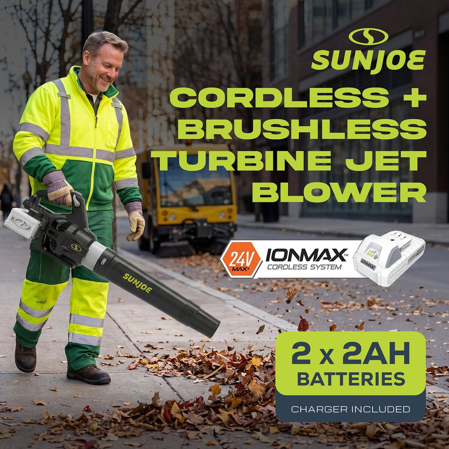 Sun Joe Cordless Brushless Turbine Jet Blower with Battery/Charger, 24V-X2-JB500 — image 2