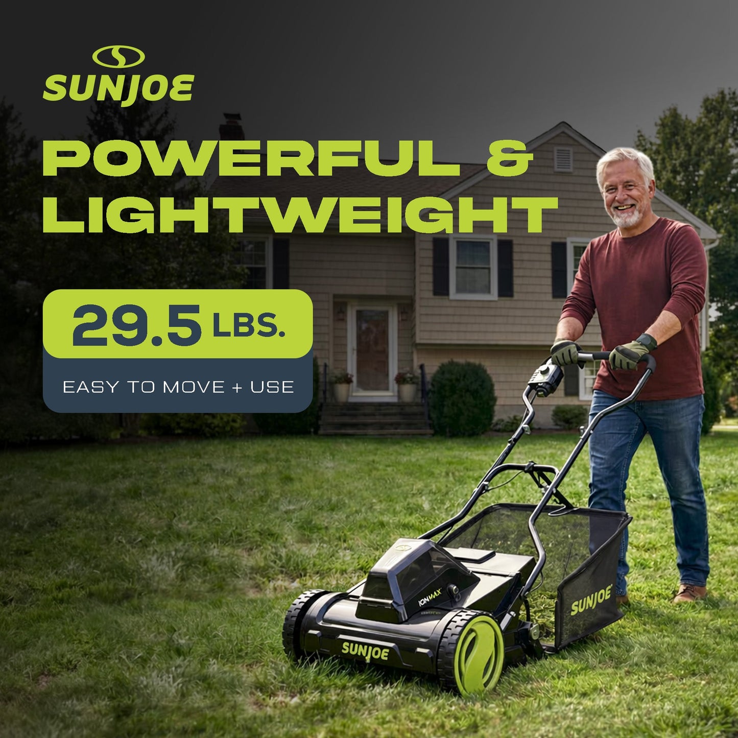 Sun Joe Cordless Push Reel Mower, 15” Yard Trimmer w/ Collection Bag, 24V-CRLM15 — image 3