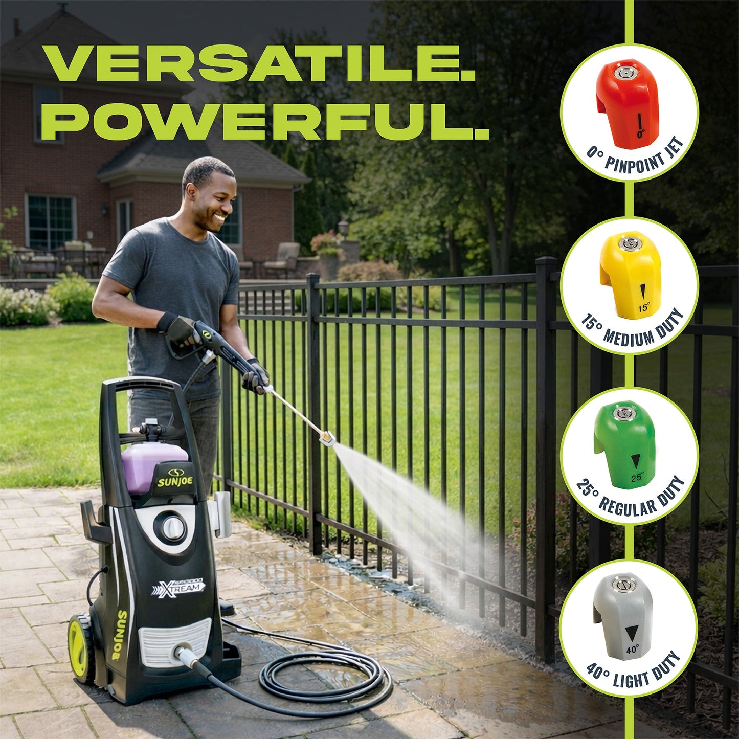 Sun Joe SPX3000-XT1 XTREAM Pressure Washer with 14.9A Motor, Includes 4 Quick-Connect Nozzles, High-Pressure Hose, Garden Hose Adapter, and 35-Foot Power Cord — image 3