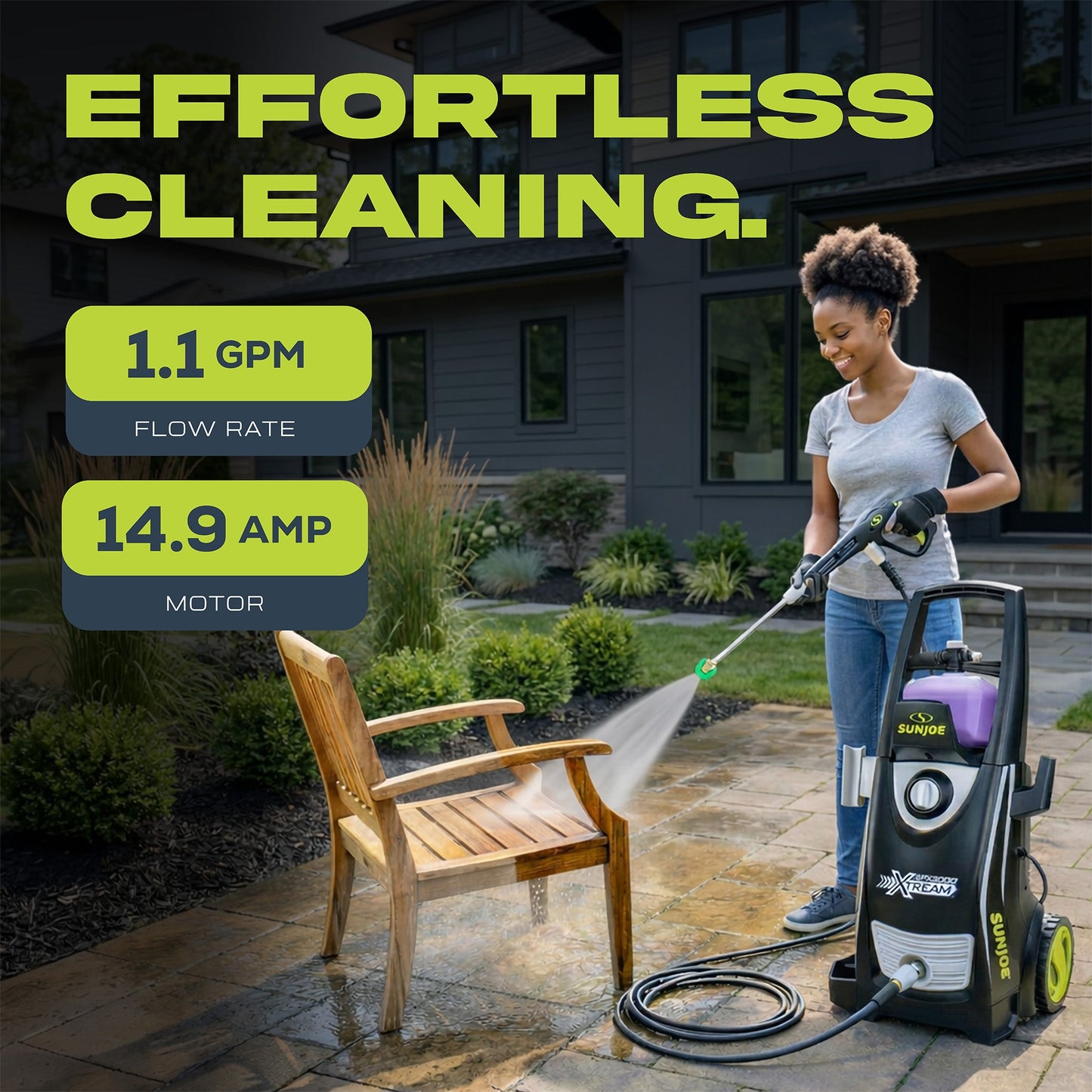 Sun Joe SPX3000-XT1 XTREAM Pressure Washer with 14.9A Motor, Includes 4 Quick-Connect Nozzles, High-Pressure Hose, Garden Hose Adapter, and 35-Foot Power Cord — image 4