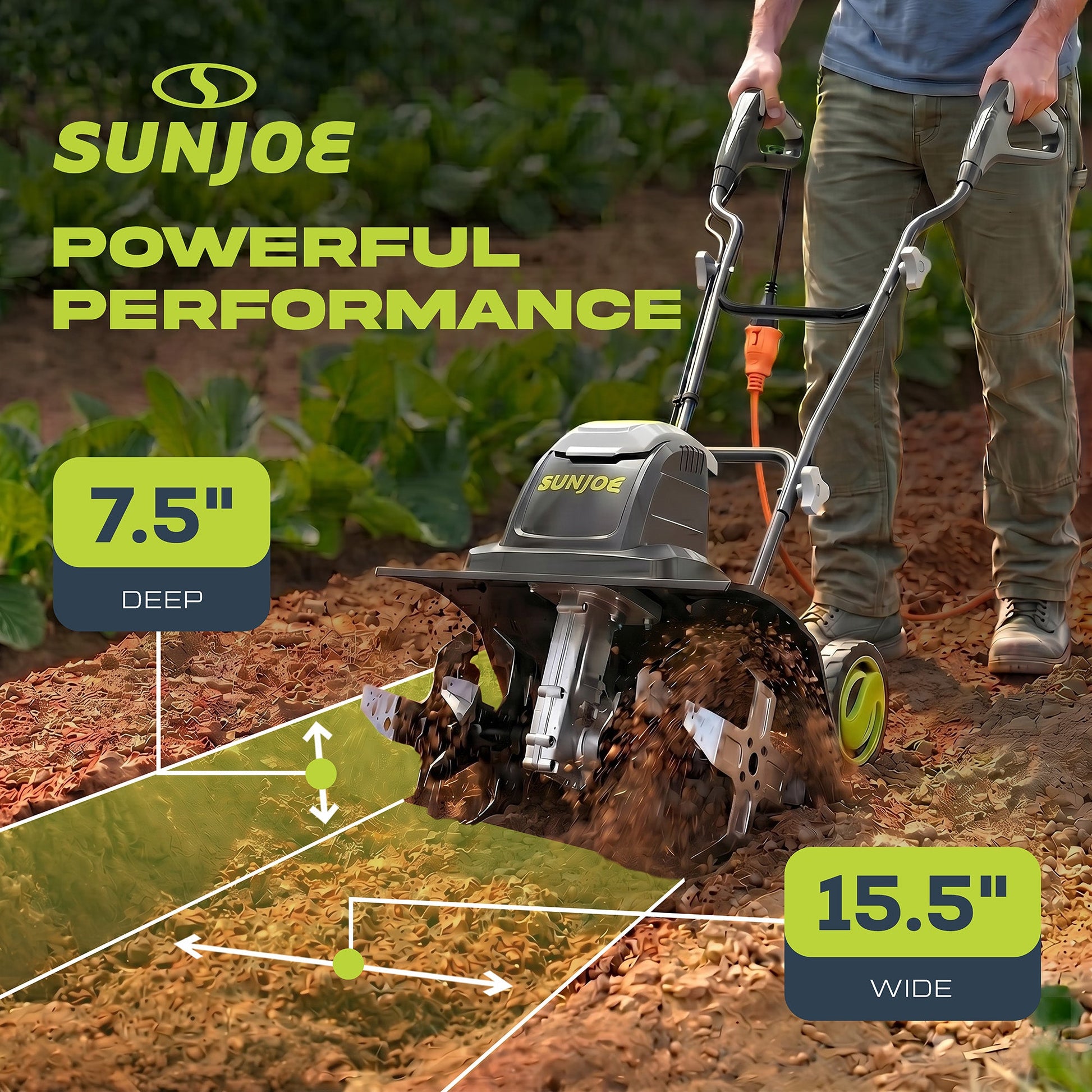 Sun Joe Electric Garden Tiller Cultivator, Steel Tines, 15 Amp, 15.7", TJ605E — image 4