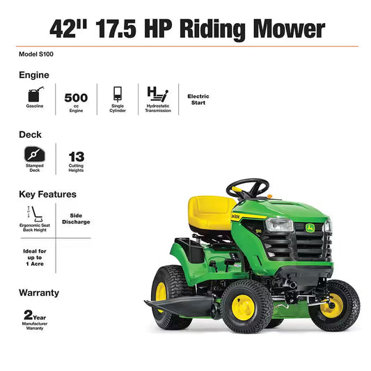 S100 42 In. 17.5 HP Gas Hydrostatic Riding Lawn Mower - image 2