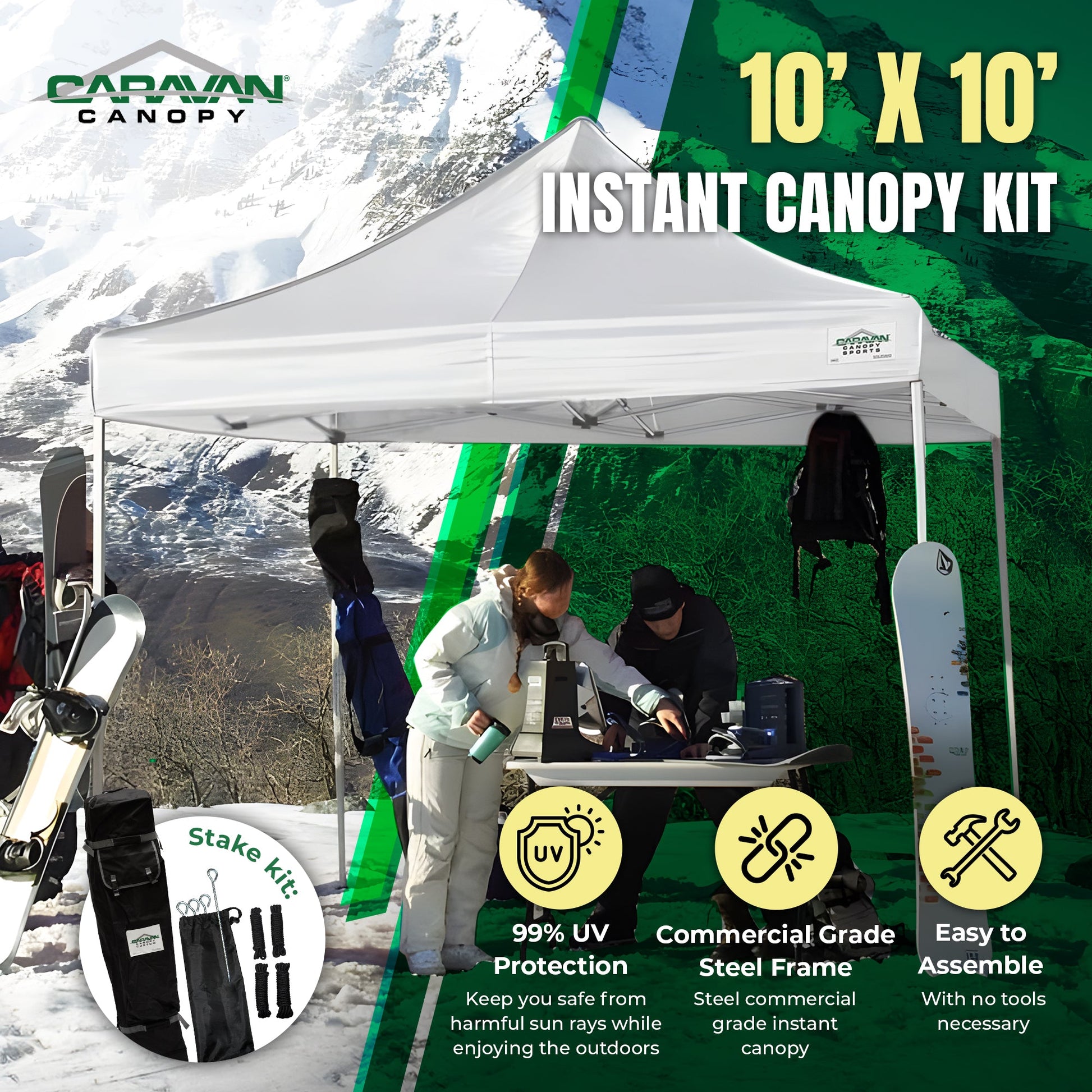Caravan Canopy TitanShade 10 x 10 Steel Frame Portable Instant Canopy Kit, White — image 2