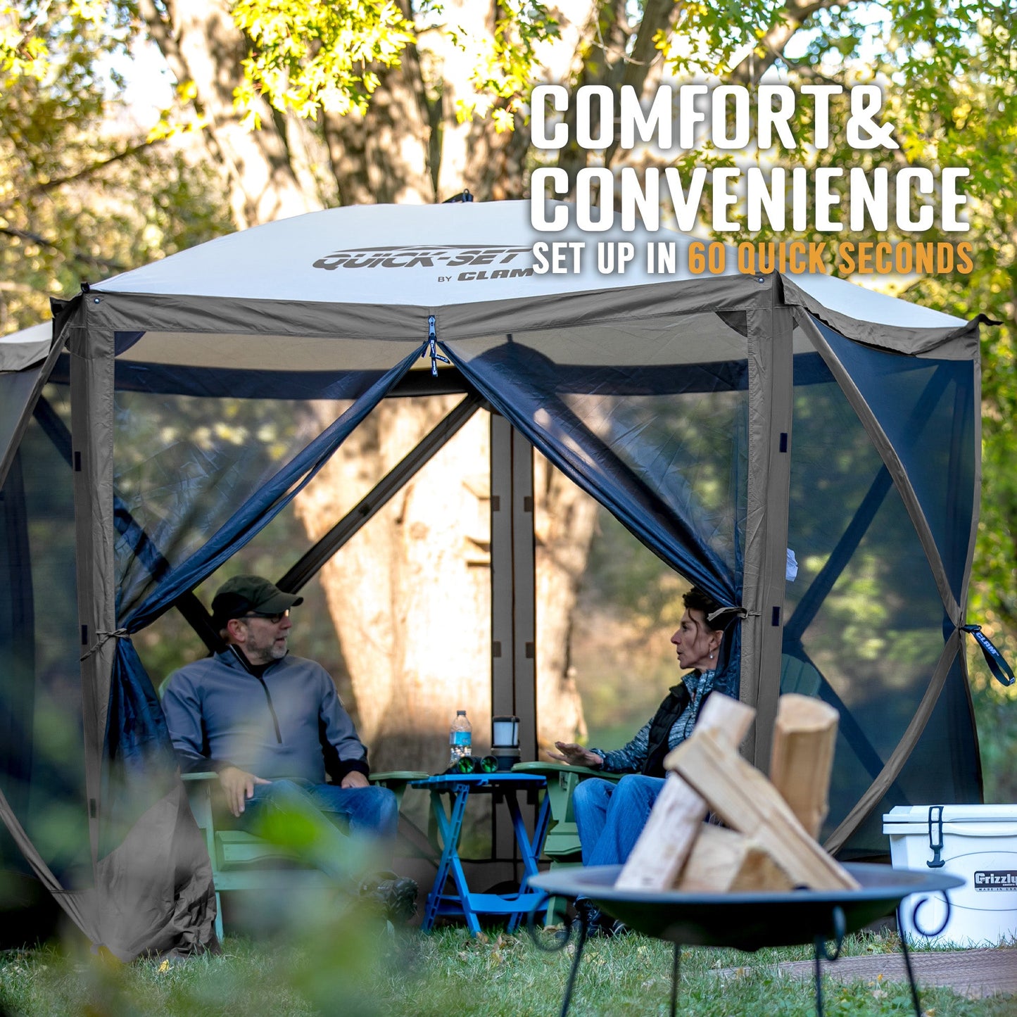 CLAM Quick Set Venture Canopy Shelter + CLAM Quick Set Screen, Gray (2 Pack) — image 4