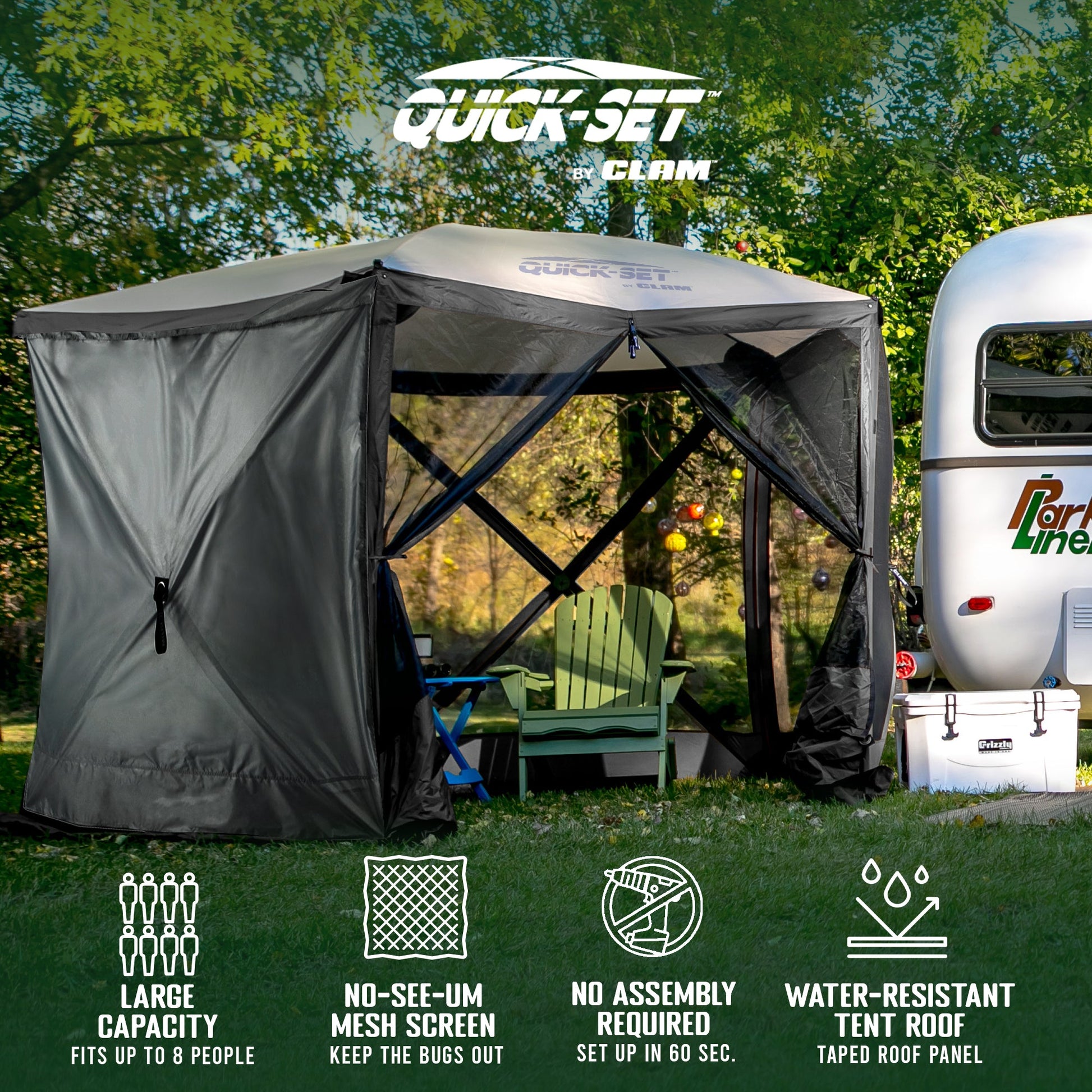 CLAM Quick Set Venture Canopy Shelter + CLAM Quick Set Screen, Gray (2 Pack) — image 3