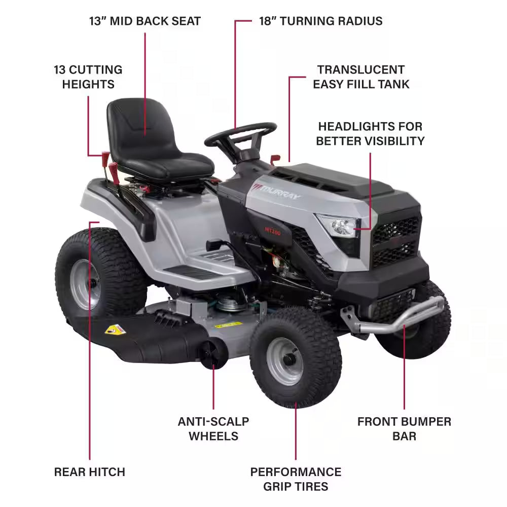 MT200 42 In. 19.0 HP 540Cc EX1900 Series Briggs and Stratton Engine Automatic Gas Riding Lawn Tractor Mower - image 5