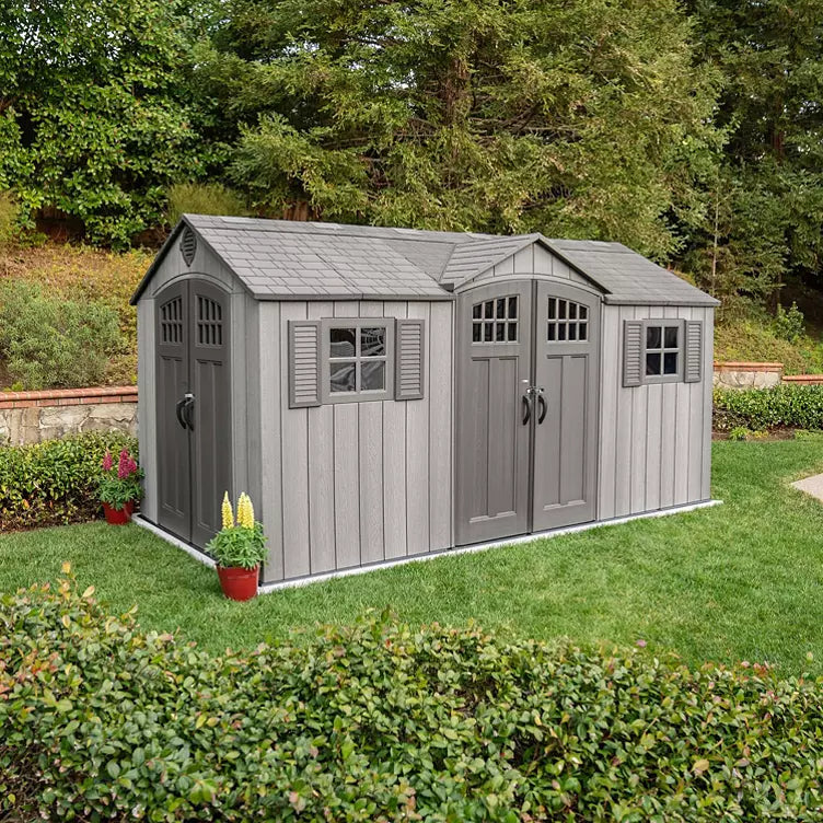 Lifetime 15' x 8' Rough Cut Dual-Entry Outdoor Storage Shed - image 3