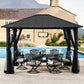 Sunjoy Hildreth 11 x 13 Foot Screened Gazebo Canopy Outdoor Pergola Tent, Black — image 4