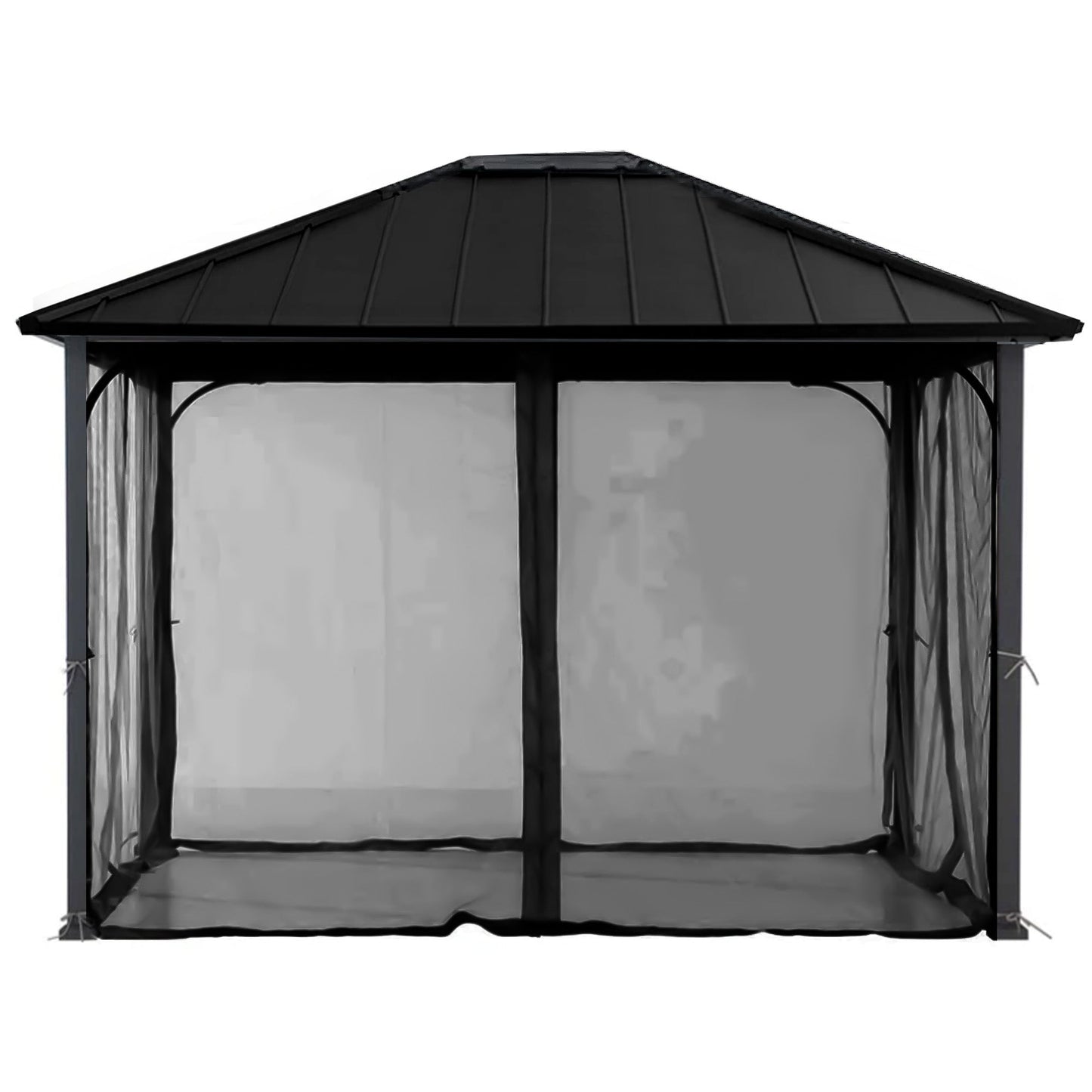 Sunjoy Hildreth 11 x 13 Foot Screened Gazebo Canopy Outdoor Pergola Tent, Black — image 7