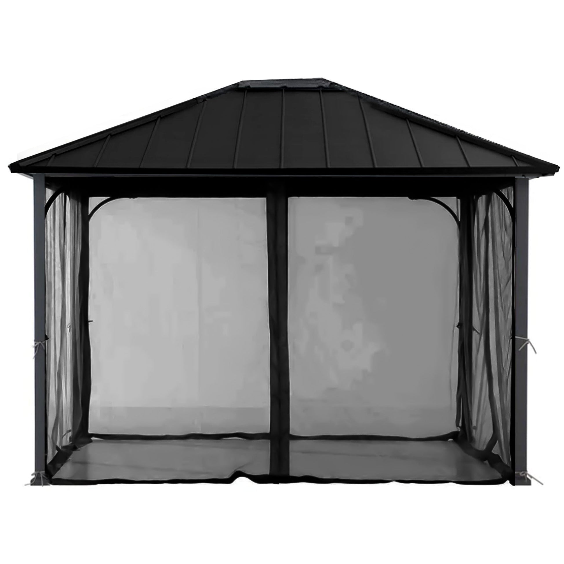 Sunjoy Hildreth 11 x 13 Foot Screened Gazebo Canopy Outdoor Pergola Tent, Black — image 7