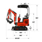 Mini Compact Excavator HONDA GX390 Engine, 65.7” Max. Digging Depth, 2280 LBS Operating Weight, MEC10 - image 8