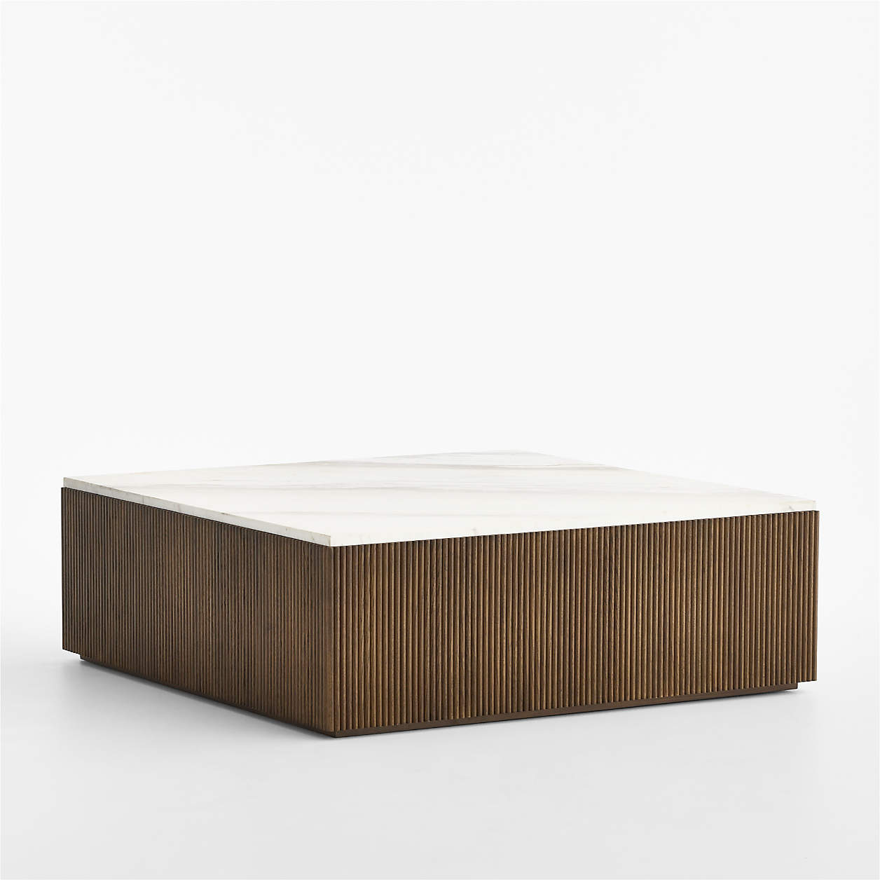 Troupe Marble and Natural Pine Wood 36" Round Coffee Table