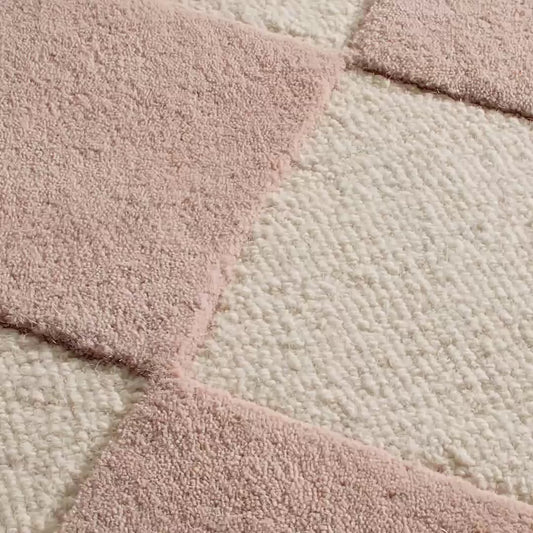 Checkerboard Purple Wool Kids Area 12"x18" Rug Swatch