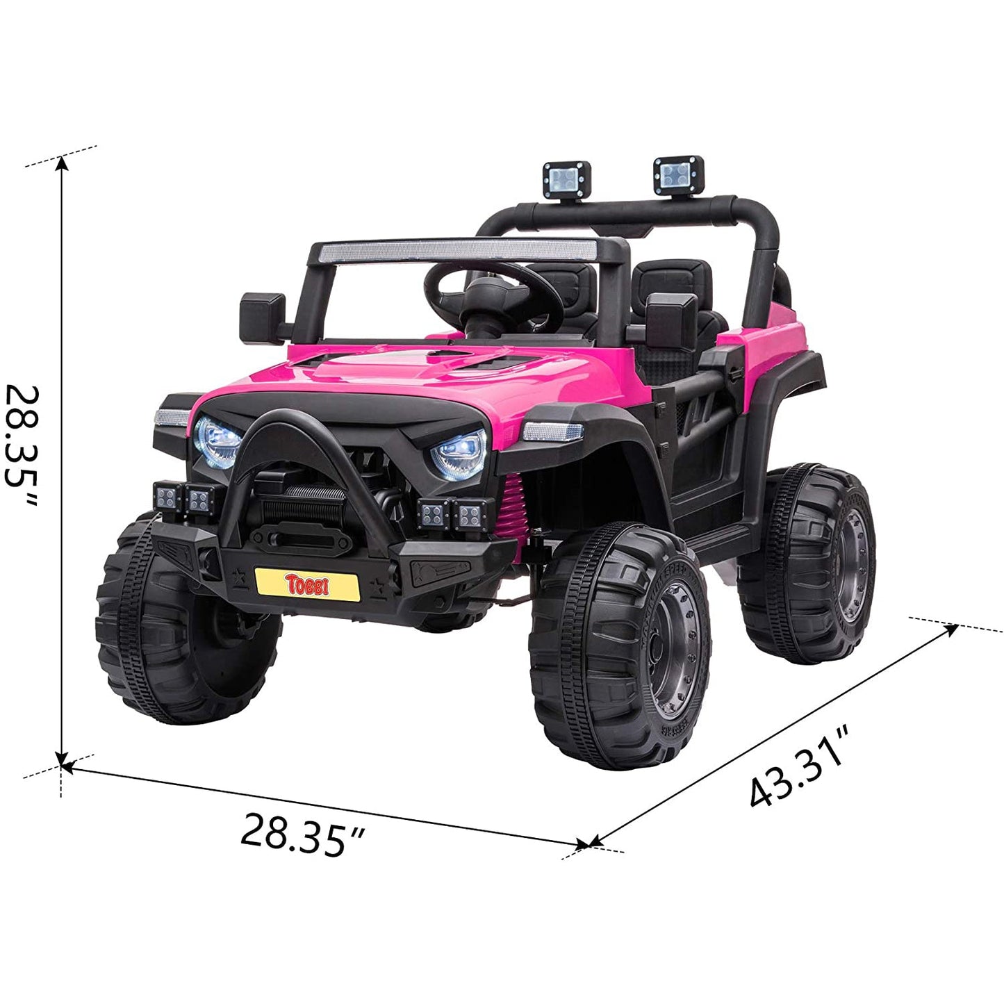 TOBBI 12 Volt Electric Remote Control Kids Toy Ride On Truck, Rose Red — image 3