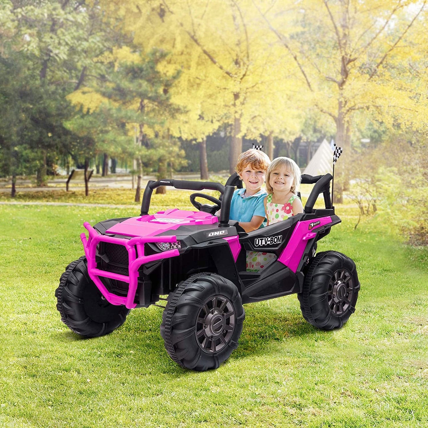 TOBBI 12V Kids Electric Battery Powered Ride On 3 Speed Toy SUV Car, Pink — image 3