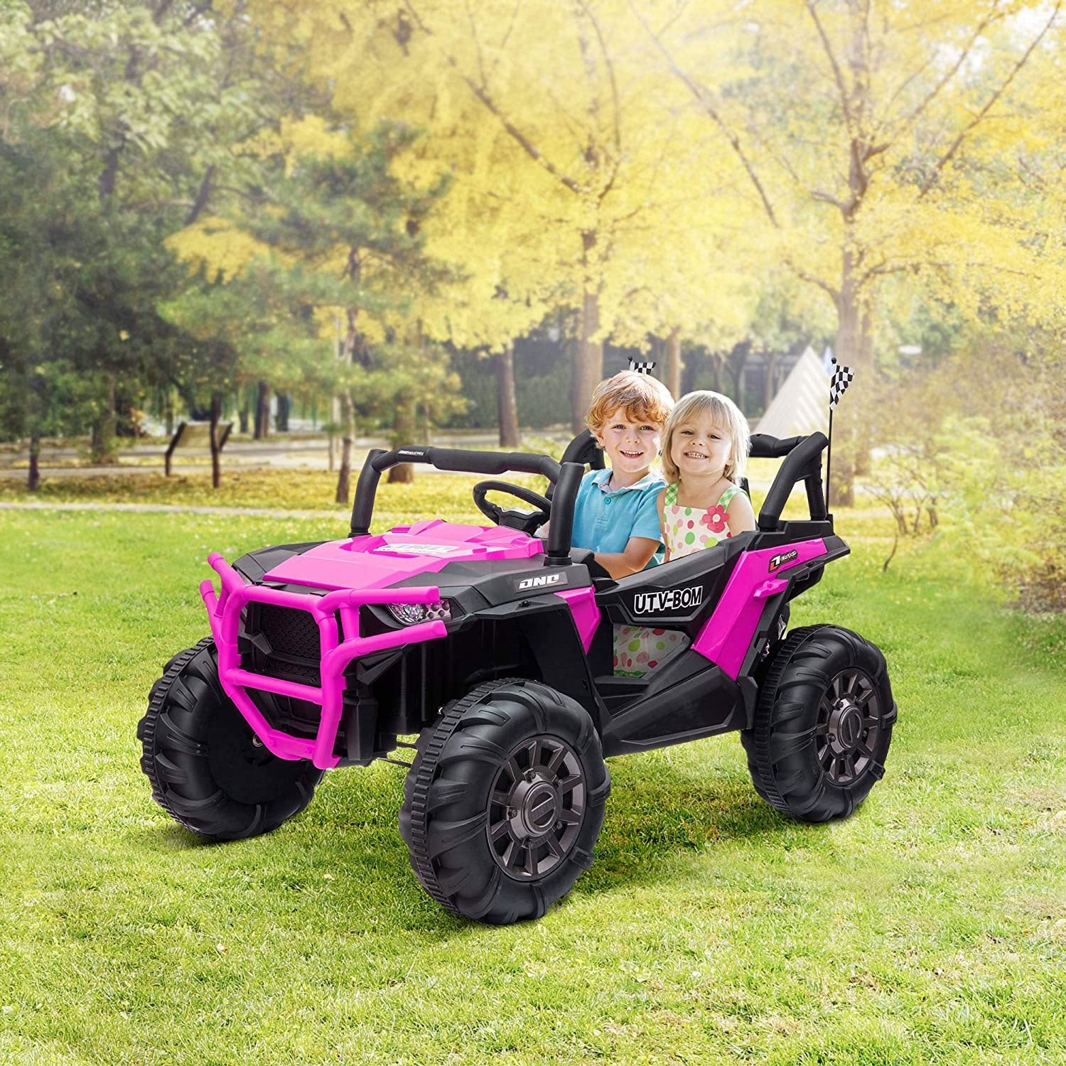 TOBBI 12V Kids Electric Battery Powered Ride On 3 Speed Toy SUV Car, Pink — image 3