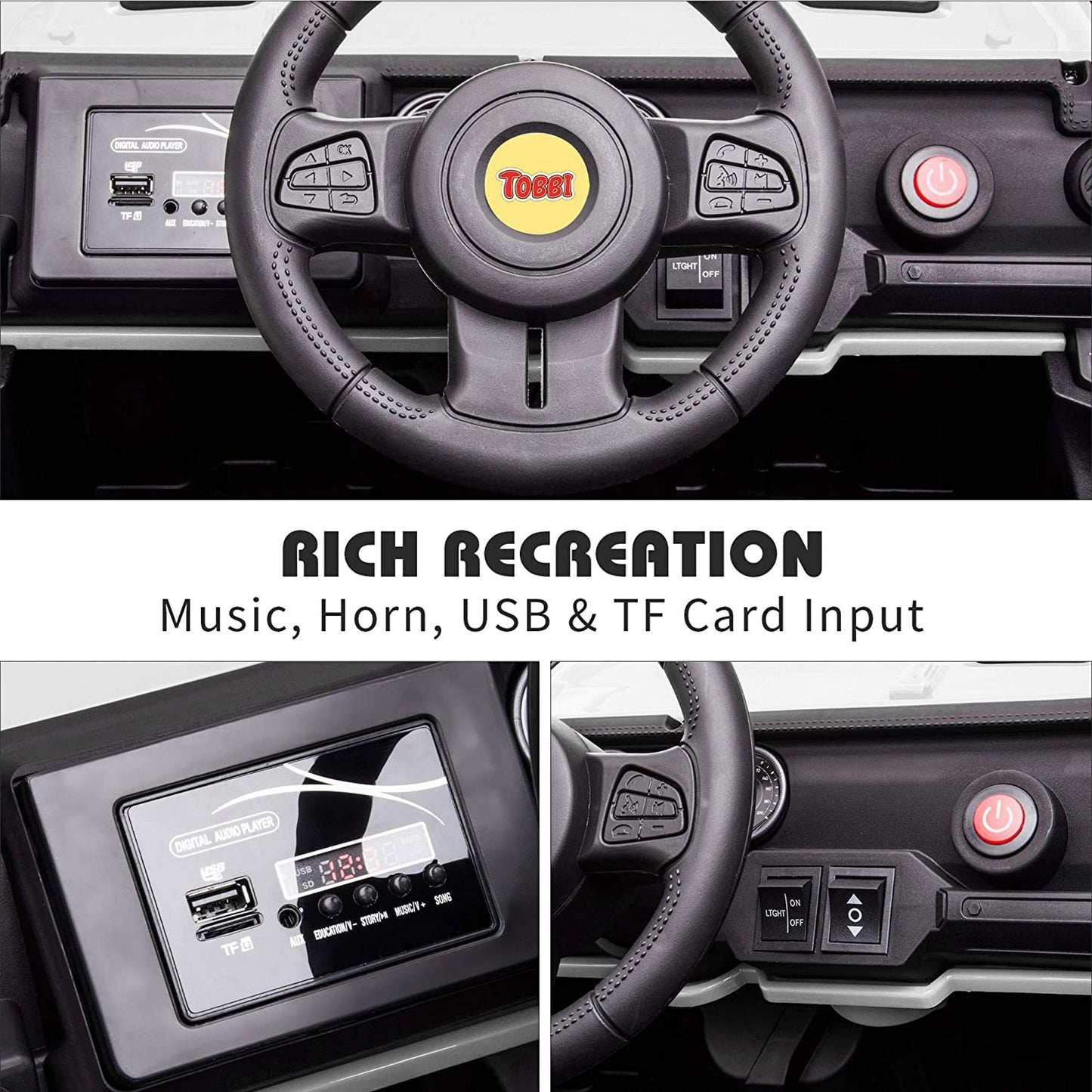 TOBBI 12 Volt Electric Remote Control Kids Toy Fun Vehicle Ride On Truck, White — image 6