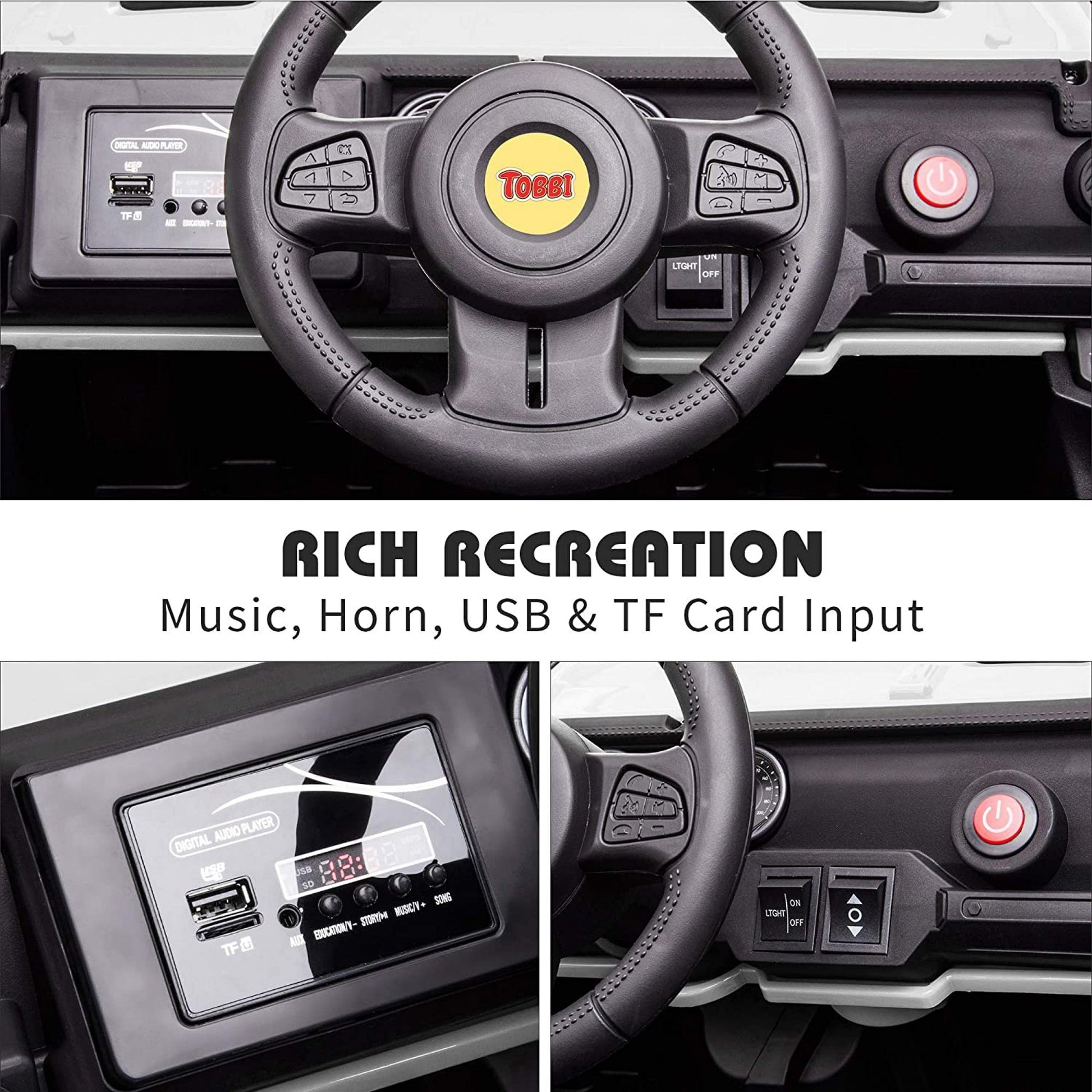 TOBBI 12 Volt Electric Remote Control Kids Toy Fun Vehicle Ride On Truck, White — image 6