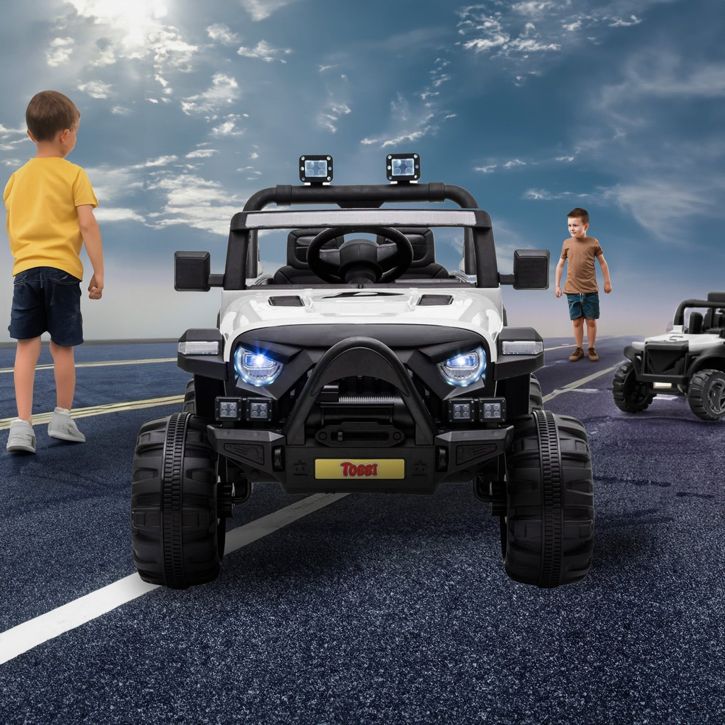 TOBBI 12 Volt Electric Remote Control Kids Toy Fun Vehicle Ride On Truck, White — image 8