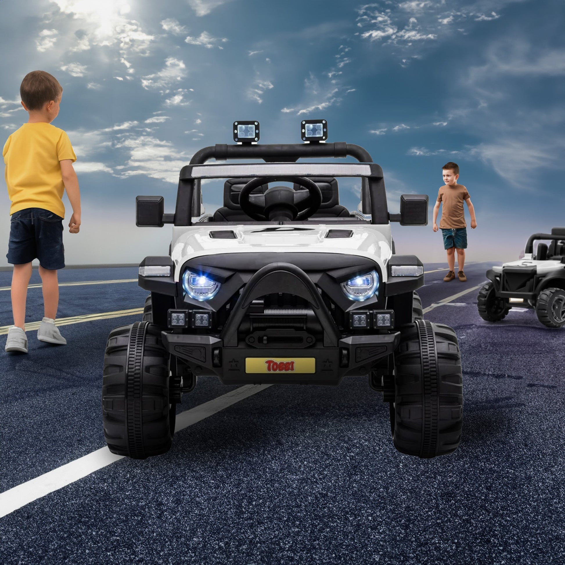 TOBBI 12 Volt Electric Remote Control Kids Toy Fun Vehicle Ride On Truck, White — image 8