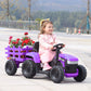 TOBBI 12V Kids Electric Battery-Powered Ride On Toy Tractor w/ Trailer, Purple — image 3