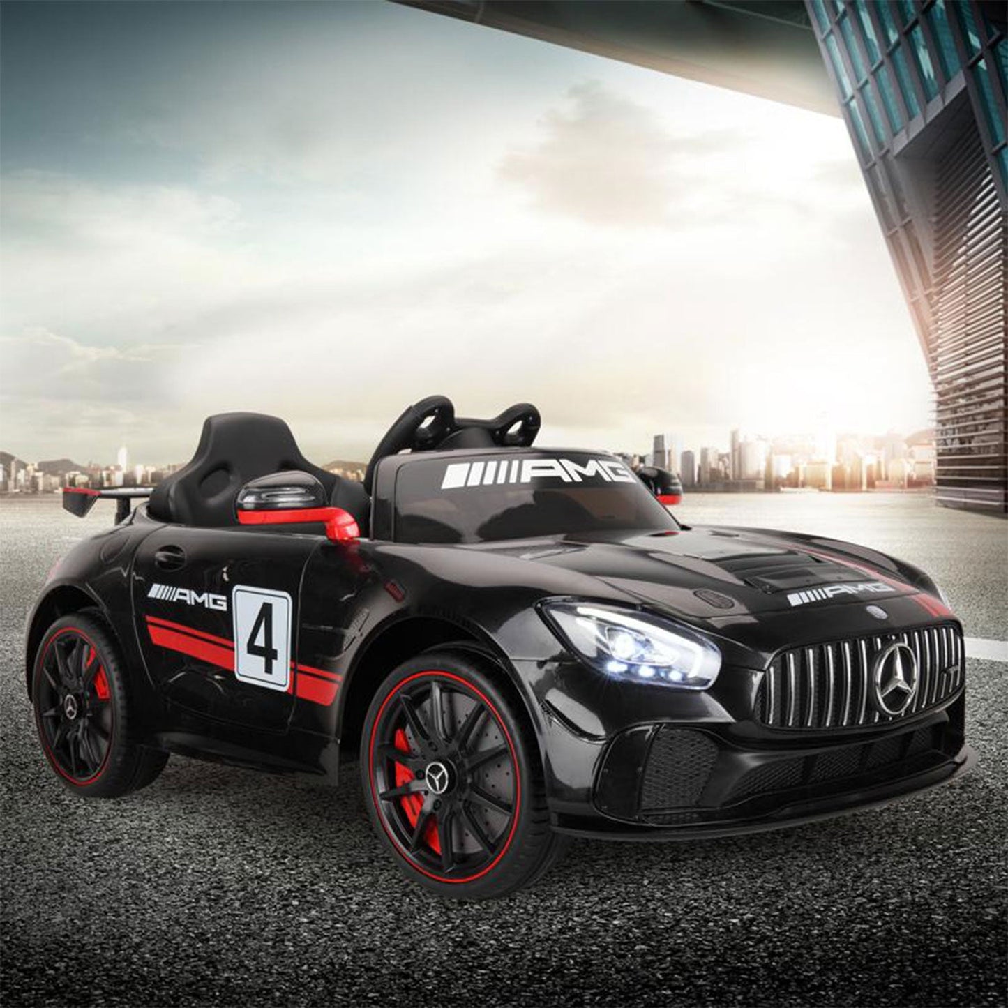 TOBBI 12V Kids Electric Battery-Powered Ride On Toy Mercedes-Benz Car, Black — image 9
