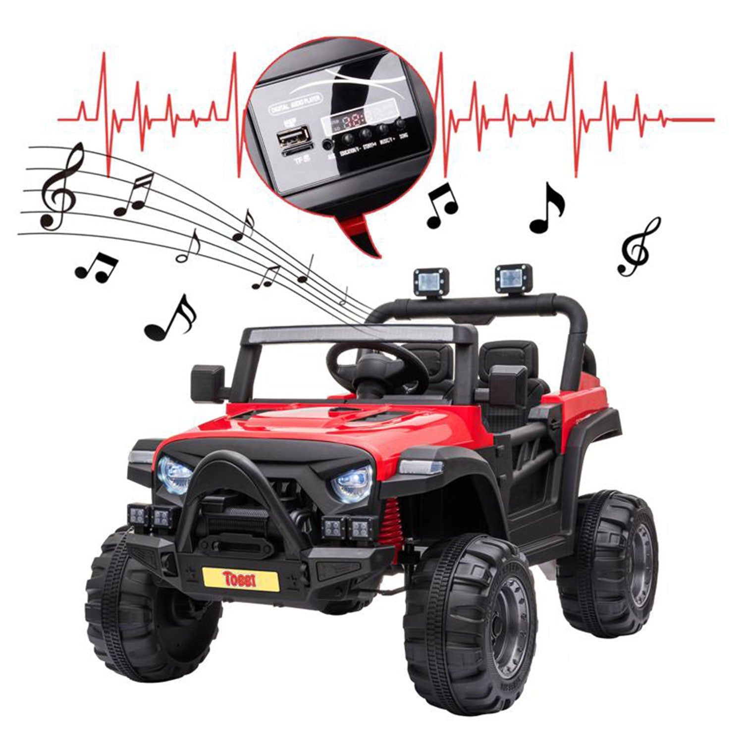 TOBBI 12V Kids Electric Battery-Powered Ride On 3 Speed Toy SUV Truck Car, Red — image 5