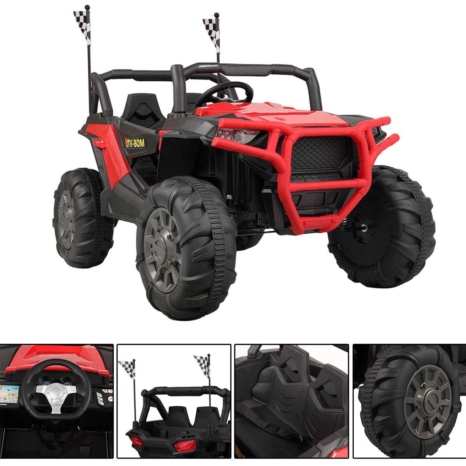 TOBBI 12V Kids Electric Battery-Powered Ride On 3 Speed Toy SUV Buggy Car, Red — image 3