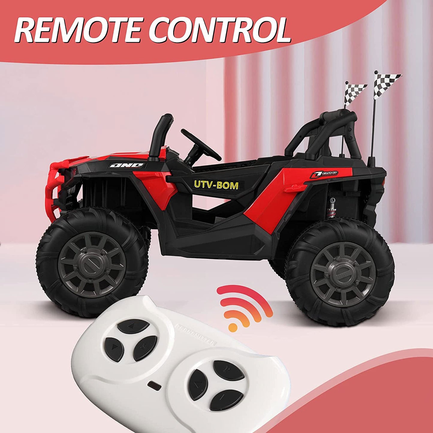 TOBBI 12V Kids Electric Battery-Powered Ride On 3 Speed Toy SUV Buggy Car, Red — image 5