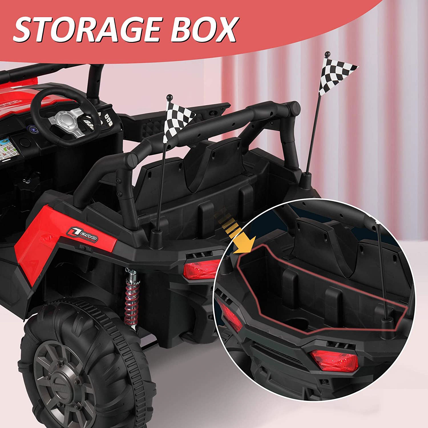 TOBBI 12V Kids Electric Battery-Powered Ride On 3 Speed Toy SUV Buggy Car, Red — image 6