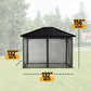 Sunjoy Hildreth 11 x 13 Foot Screened Gazebo Canopy Outdoor Pergola Tent, Black — image 3