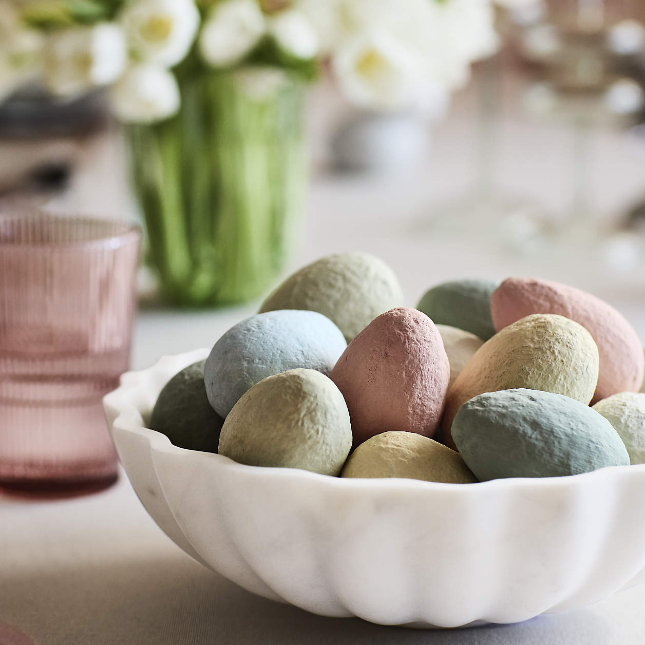 Pastel Colored Cotton Mache Decorative Easter Eggs, Set of 12