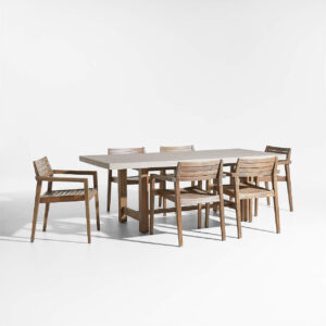 Abaco 84" Wood Outdoor Dining Set with Chairs