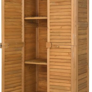 Lofka Outdoor Storage Cabinet Garden Shed w/ Asphalt Roof, Wooden, Natural - Walmart.com