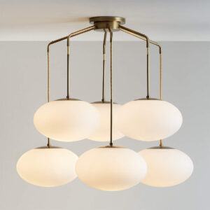 Moon Brass and Glass 6-Light Chandelier 43.7"
