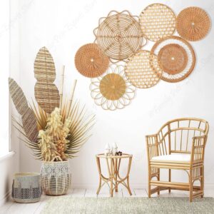 Handmade Boho Rattan Hanging Woven Baskets Decor