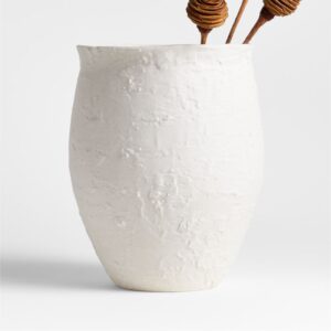 White Textured Ceramic Vase 11" - Clearance