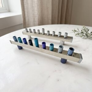 Nickel-Plated Aluminum Hanukkah Menorah