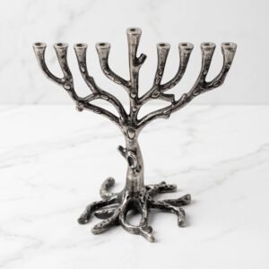 Tree of Life Pewter Menorah