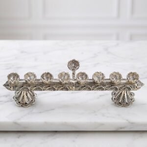 Yemenite Filigree 2-in-1 Hanukkah Menorah & Shabbat Candlesticks Big
