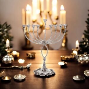 Sterling Silver Hanukkah Flower Menorah