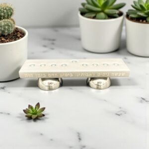 2-in-1 Silver-Finish Hanukkah Menorah and Shabbat Candlesticks